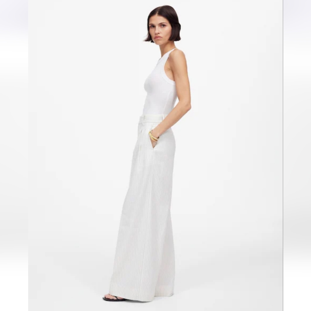 Madewell The Superwide-Leg Trouser in Pinstripe Linen Blend - Picture 4 of 7